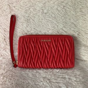 Coach Textured Orange Leather Wallet/Wristlet